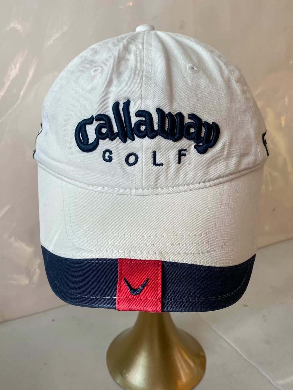 Callaway Golf Hat Cap White With Blue Red Strap Back Adjustable